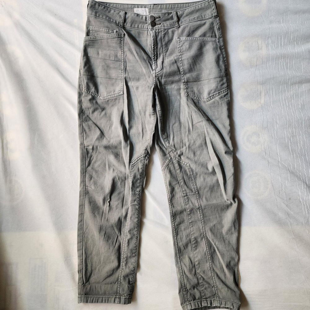 Pilcro Utility Pants Women 29 Green Tapered Cargo Seam Detail Boho OB1438286